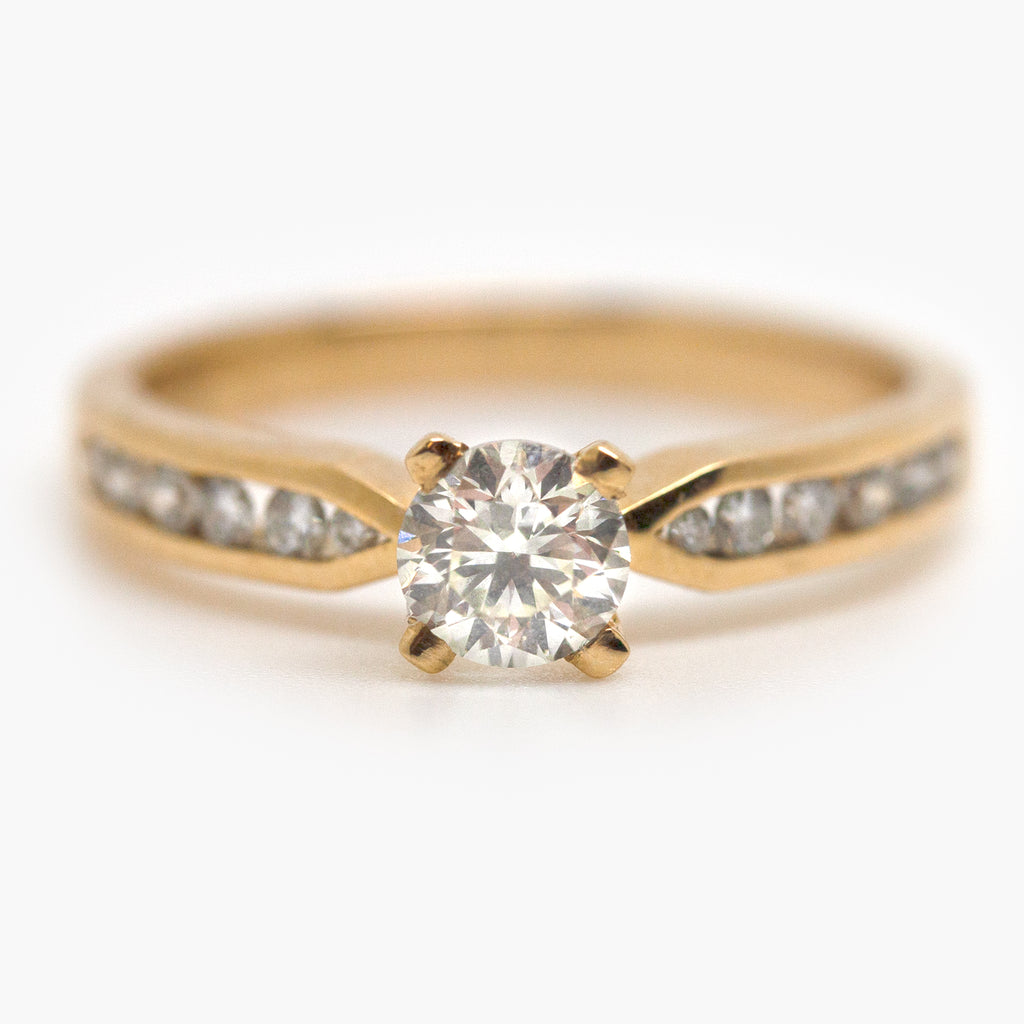 18 Carat Yellow Gold Four Claw Diamond Solitaire Ring
